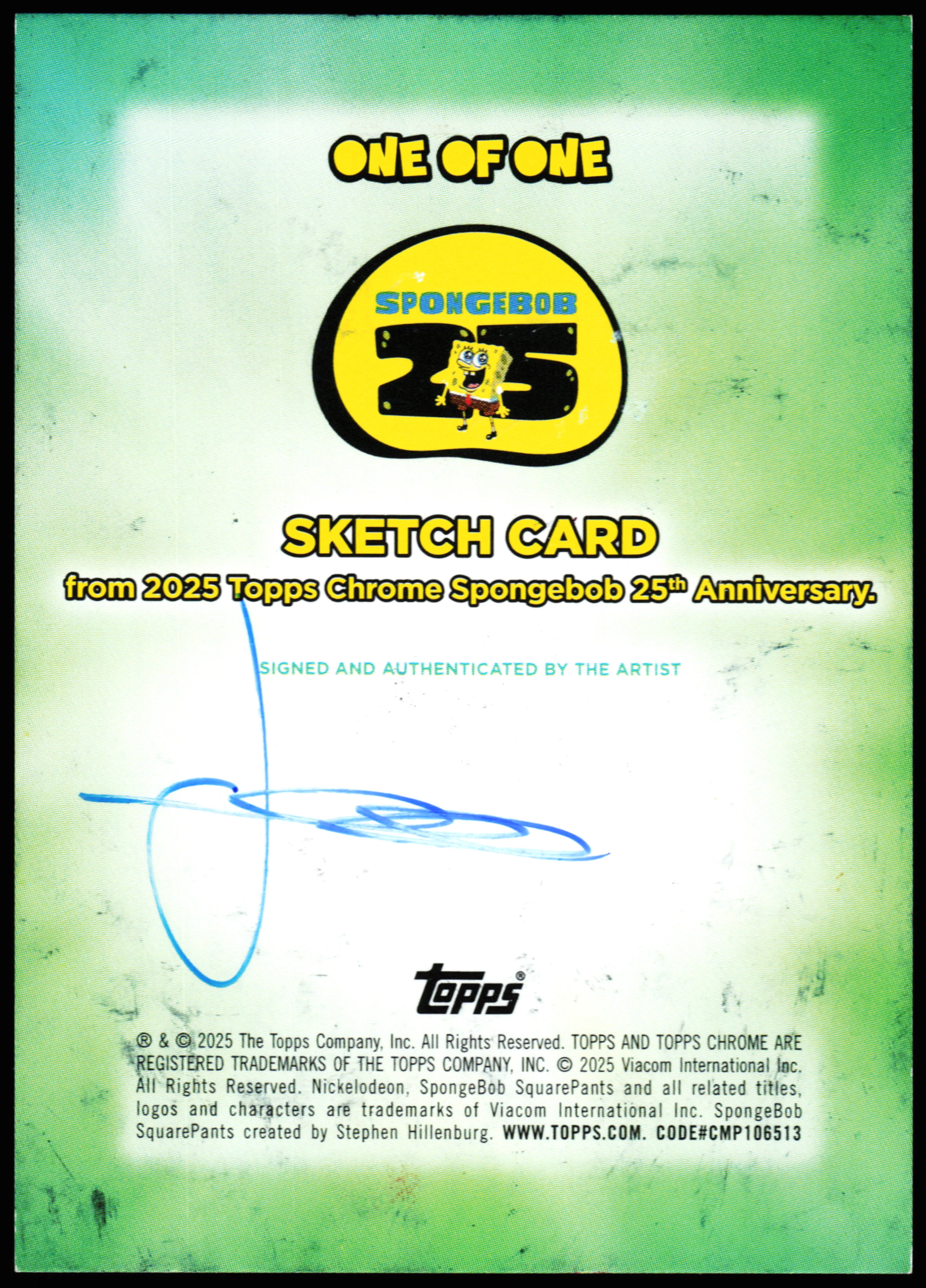 Spongebob Topps Chrome Sketch 1/1 (Jeffrey Benitez) - Image 2