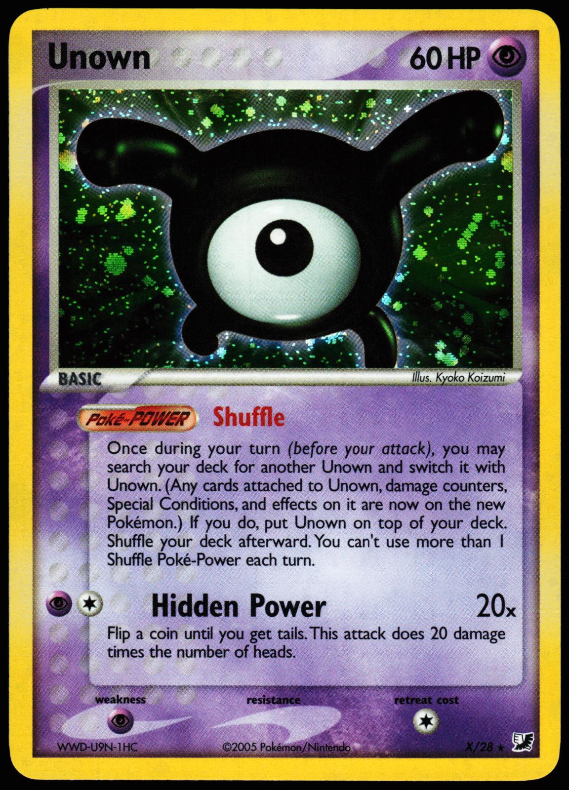 Unown X/115 Rare Unseen Forces Pokemon Lightly Played
