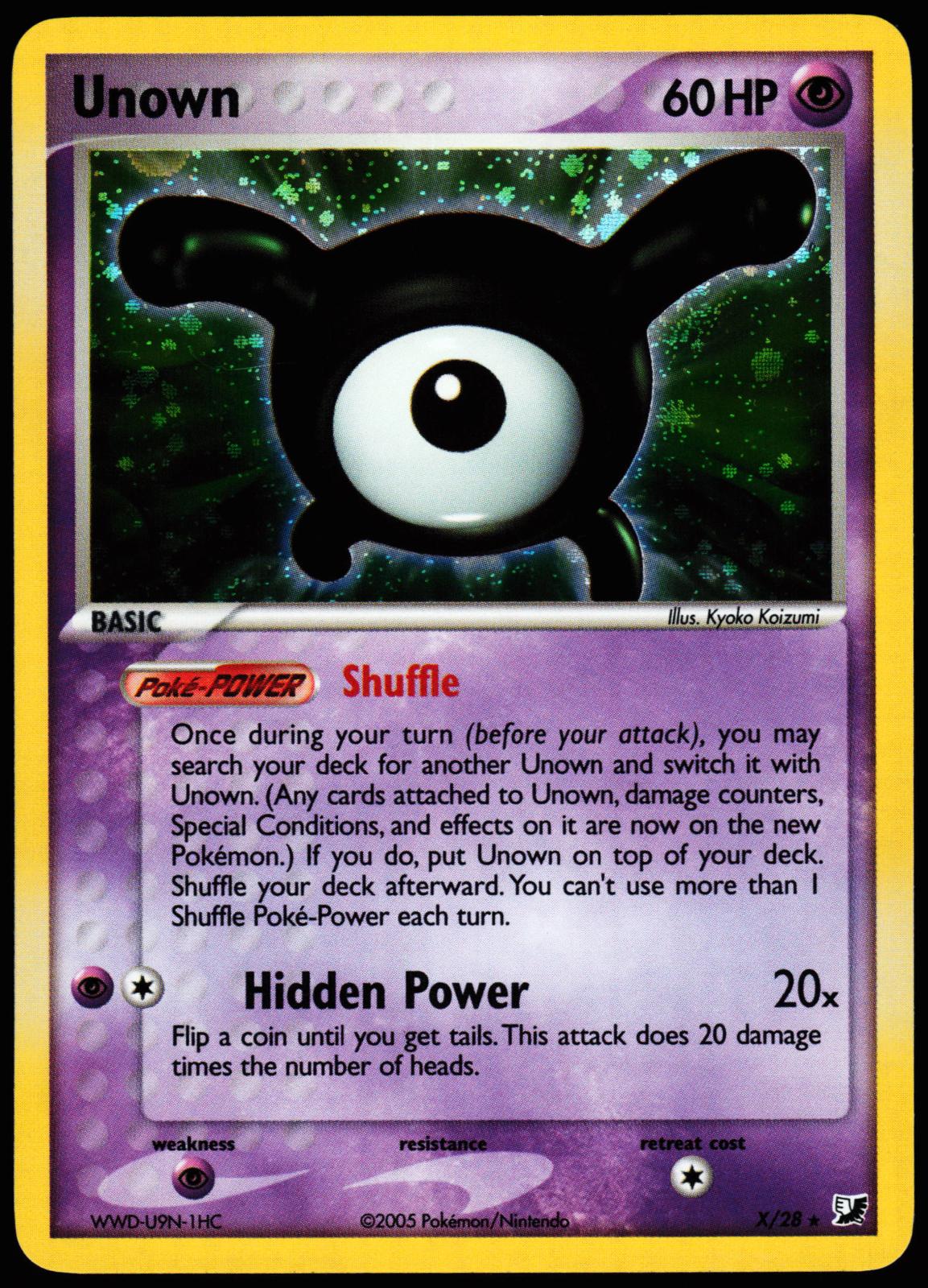 Unown X/115 Rare Unseen Forces Pokemon Near Mint